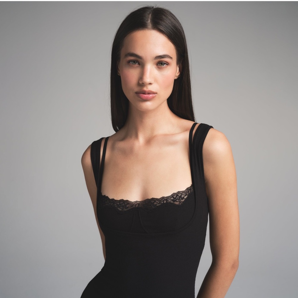 Skims soft lounge lace dress with bralette